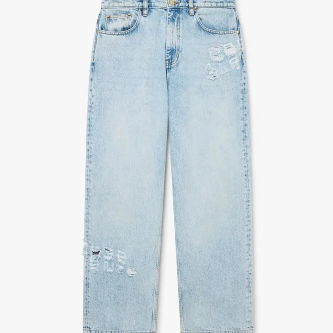 Açık Yıkama Graffiti Denim Kot Açık Yıkama Graffiti Denim Kot