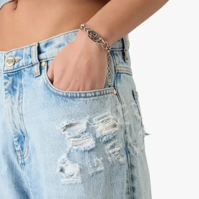 Açık Yıkama Graffiti Denim Kot Açık Yıkama Graffiti Denim Kot