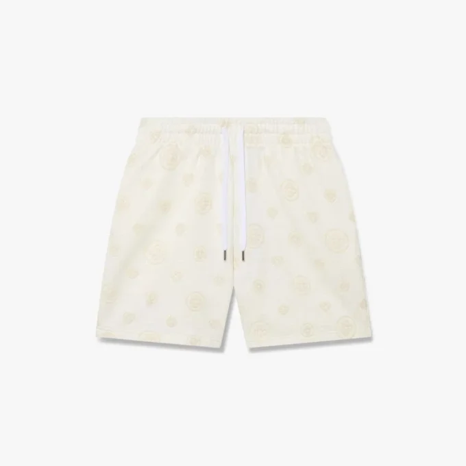Aplike Bej Monogramlı Sweatshort Aplike Bej Monogramlı Sweatshort