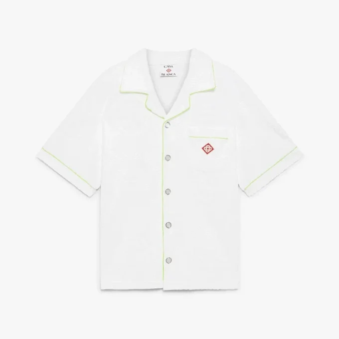 Beyaz Havlu Dokuma Monogram Kısa Kollu Gömlek Beyaz Havlu Dokuma Monogram Kısa Kollu Gömlek