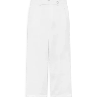 Beyaz Monogram Chino Pantolonlar