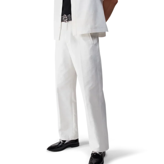 Beyaz Monogram Chino Pantolonlar Beyaz Monogram Chino Pantolonlar