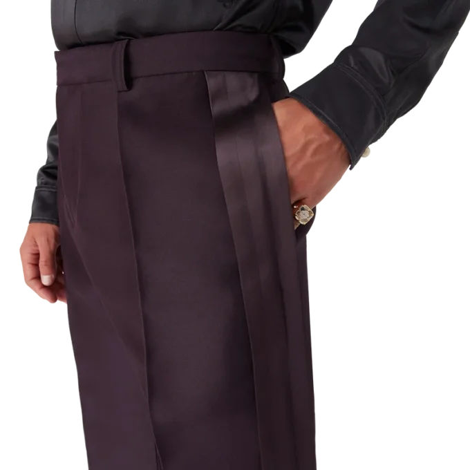 Blend Tailored Yan Şeritli Yün İpek Pantolonlar