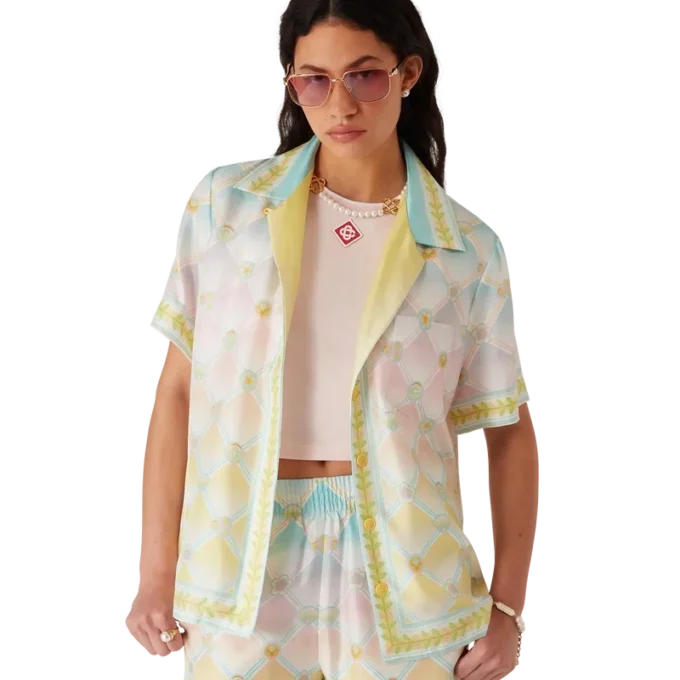 Candy Icons Kısa Kollu İpek Twill Şort Gömlek