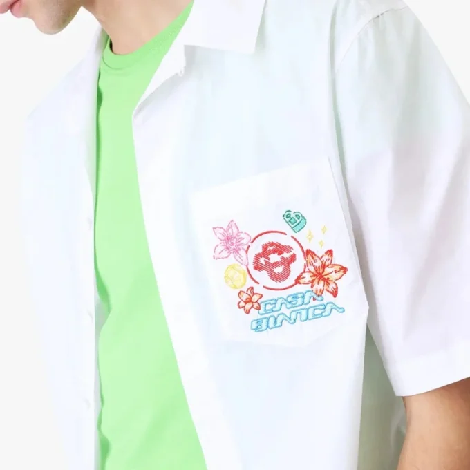 Collage D’icones Graphiques İşlemeli Kısa Şortlu Gömlek