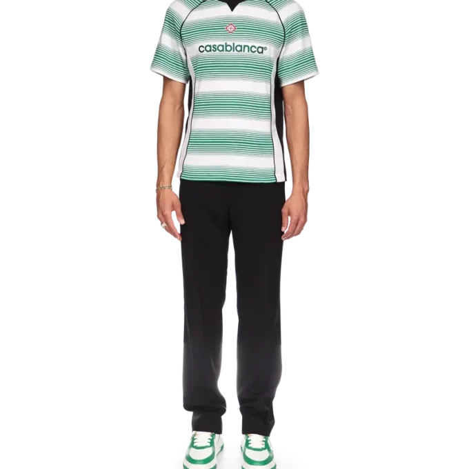 Degrade Çizgili Panelli Futbol Tişörtü