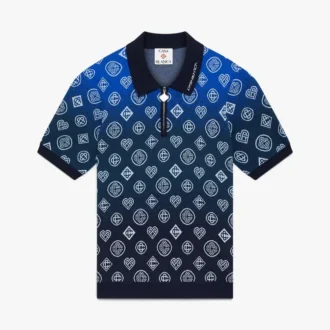 Degrade Monogram Örme Kısa Kollu Polo Yaka Tişört