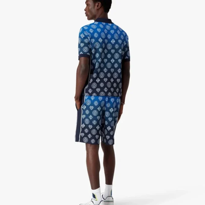 Degrade Monogram Örme Kısa Kollu Polo Yaka Tişört Degrade Monogram Örme Kısa Kollu Polo Yaka Tişört