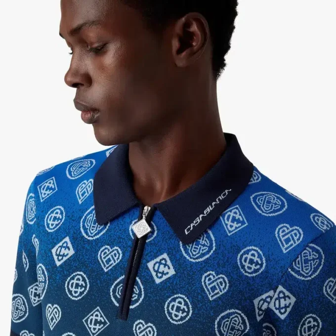 Degrade Monogram Örme Kısa Kollu Polo Yaka Tişört Degrade Monogram Örme Kısa Kollu Polo Yaka Tişört