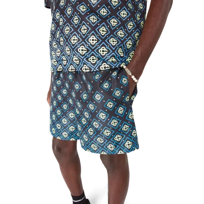 Degrade Siyah Monogram Şortlar