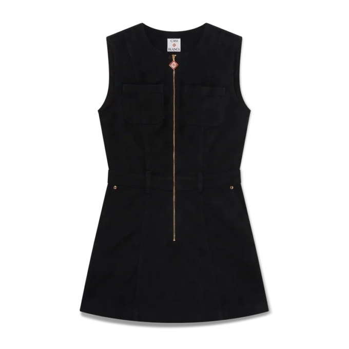Denim Monogram Fermuarlı Elbise Denim Monogram Fermuarlı Elbise