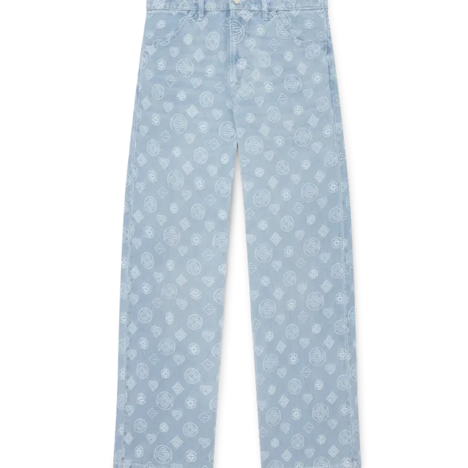 Denim Monogram Geniş Kesim Kot Denim Monogram Geniş Kesim Kot