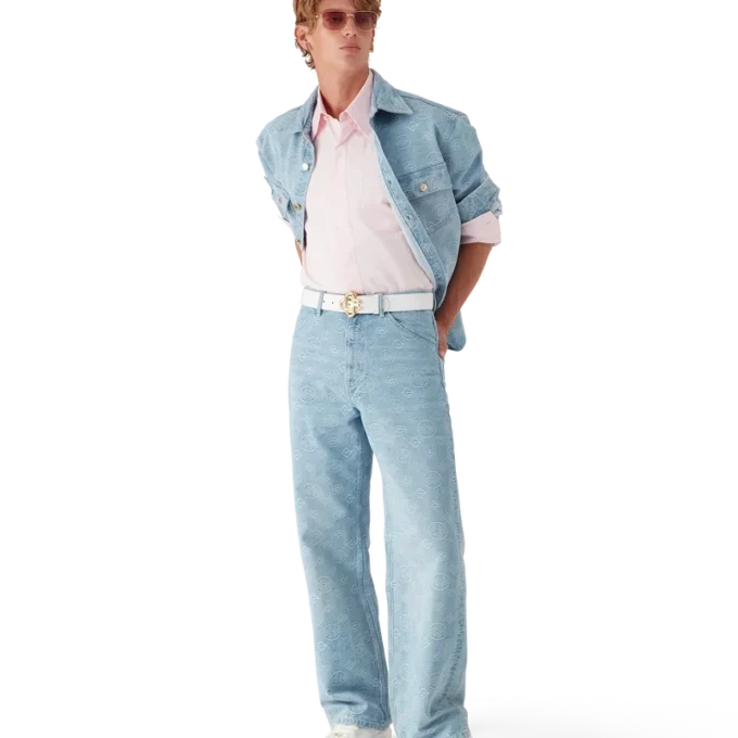 Denim Monogram Geniş Kesim Kot Denim Monogram Geniş Kesim Kot