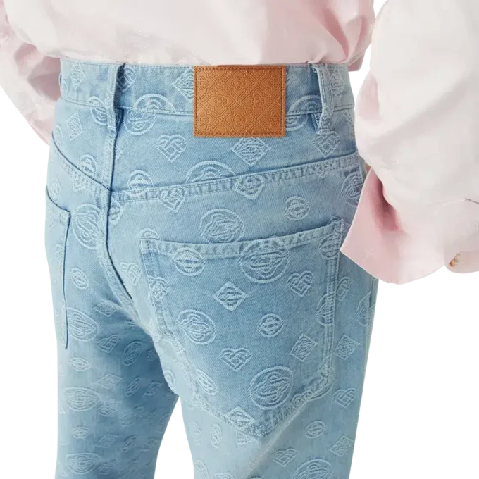 Denim Monogram Geniş Kesim Kot Denim Monogram Geniş Kesim Kot