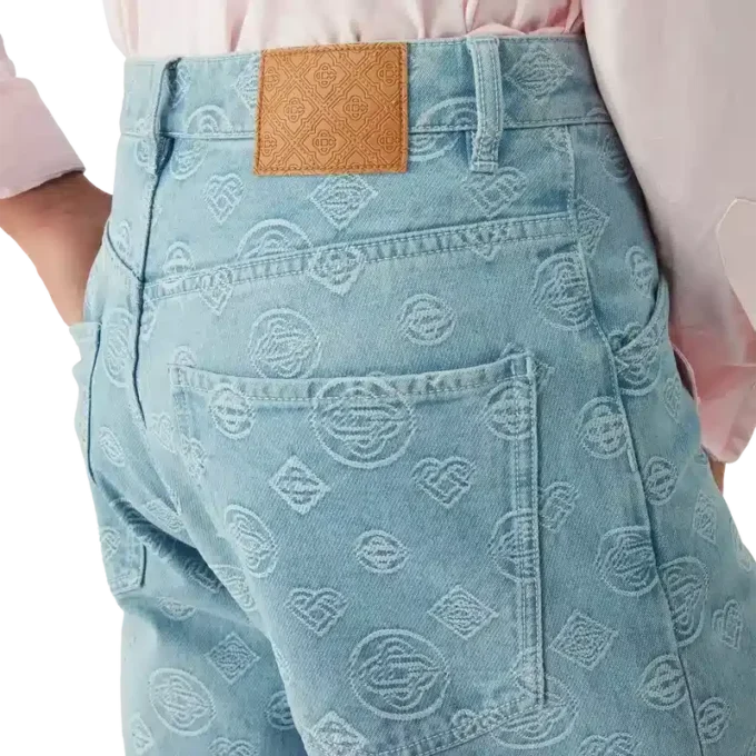 Denim Monogram Geniş Kesim Kot Denim Monogram Geniş Kesim Kot