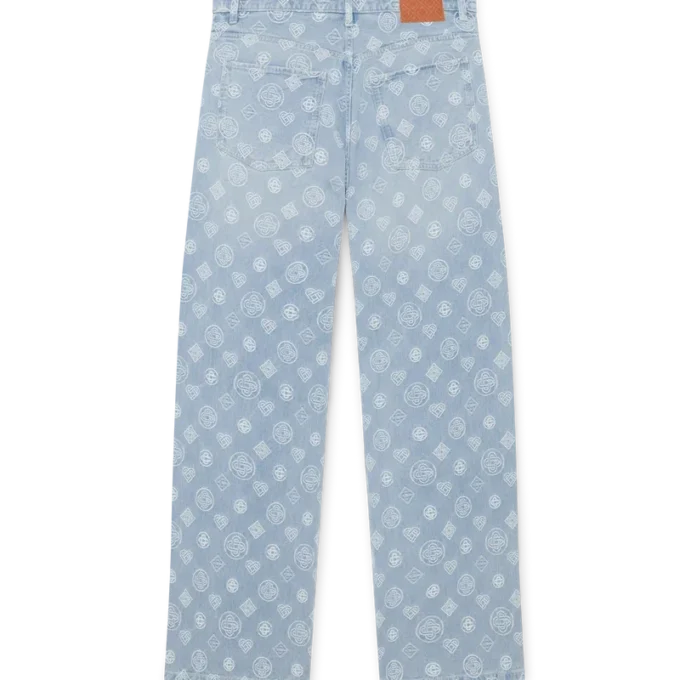 Denim Monogram Geniş Kesim Kot Denim Monogram Geniş Kesim Kot