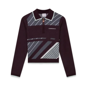 Diagonal Tennis Merinos Uzun Kollu Polo Yaka Tişört