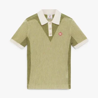 Dikey Çizgili Kısa Kollu Polo Gömlek