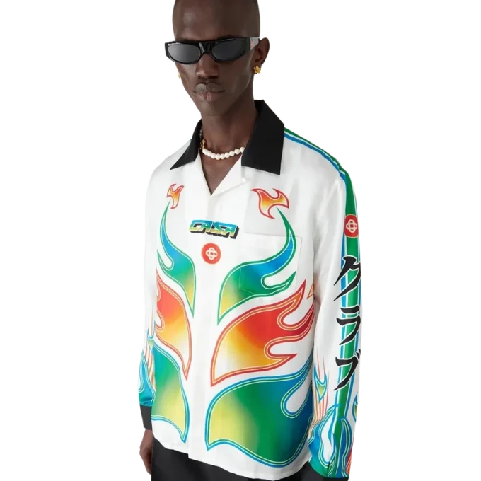 Flame Laurel Uzun Kollu İpek Twill Gömlek