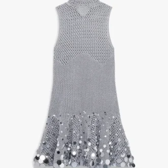 Gümüş Kroşe Aynalı Mini Elbise