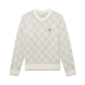 Gümüş Monogramlı Mohair Karışımlı Bisiklet Yaka