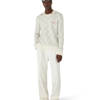 Gümüş Monogramlı Mohair Karışımlı Bisiklet Yaka