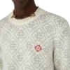 Gümüş Monogramlı Mohair Karışımlı Bisiklet Yaka