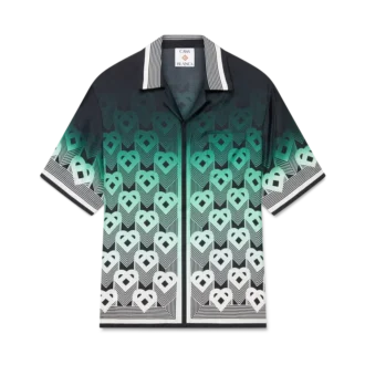 Gradient Monogram Kısa Kollu İpek Gömlek