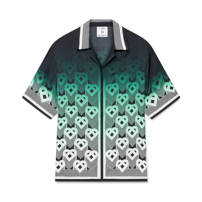 Gradient Monogram Kısa Kollu İpek Gömlek Gradient Monogram Kısa Kollu İpek Gömlek