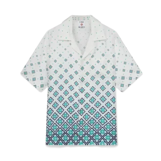 Gradient Monogram Kısa Kollu İpek Gömlek