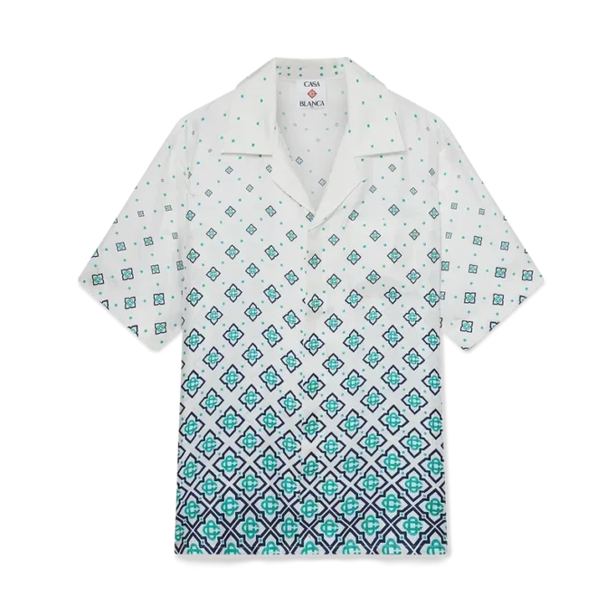 Gradient Monogram Kısa Kollu İpek Gömlek
