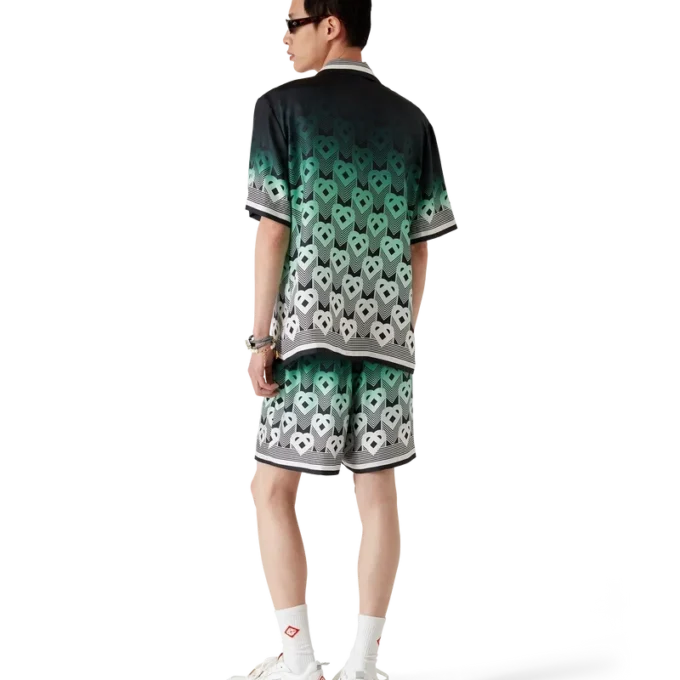 Gradient Monogram Kısa Kollu İpek Gömlek Gradient Monogram Kısa Kollu İpek Gömlek