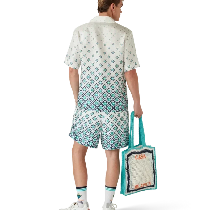 Gradient Monogram Kısa Kollu İpek Gömlek