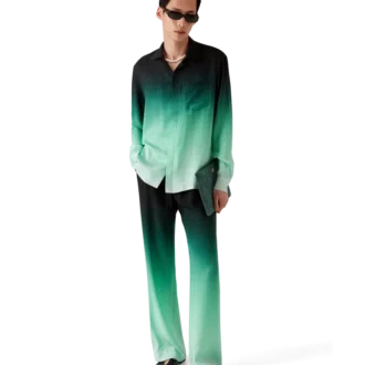 Gradient Ping Pong Jakarlı İpek Pantolonlar