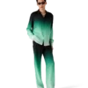 Gradient Ping Pong Jakarlı Uzun Kollu İpek Gömlek