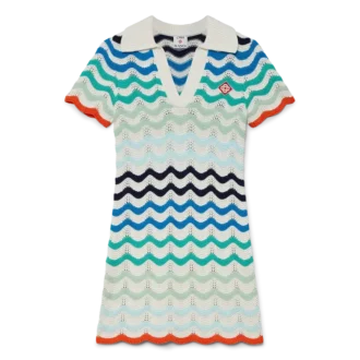 Gradient Wave Kroşe Mini Elbise
