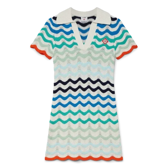 Gradient Wave Kroşe Mini Elbise