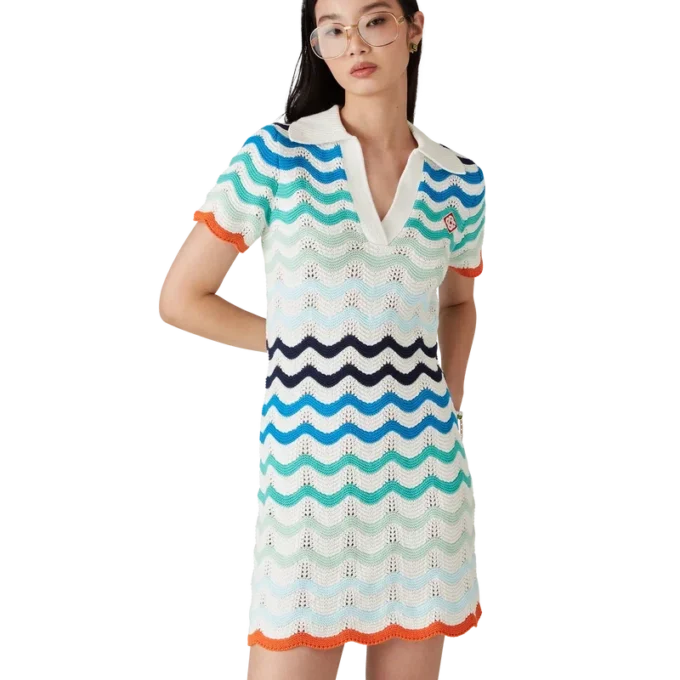 Gradient Wave Kroşe Mini Elbise