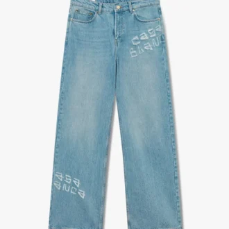 Graffiti Yıpranmış Denim Kot