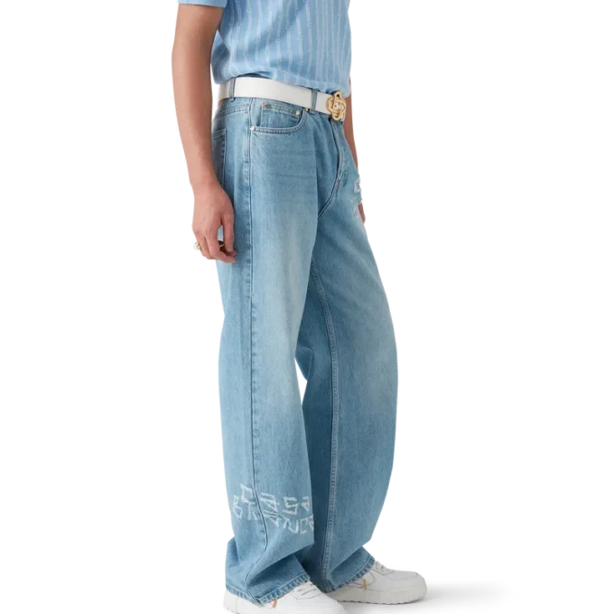 Graffiti Yıpranmış Denim Kot Graffiti Yıpranmış Denim Kot
