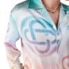 Halftone Logo Uzun Kollu İpek Gömlek