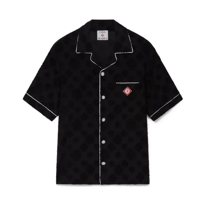 Havlu Dokuma Monogram Kısa Kollu Gömlek
