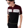 Çizgili Merinos Örgü Polo Yaka Tişört Çizgili Merinos Örgü Polo Yaka Tişört