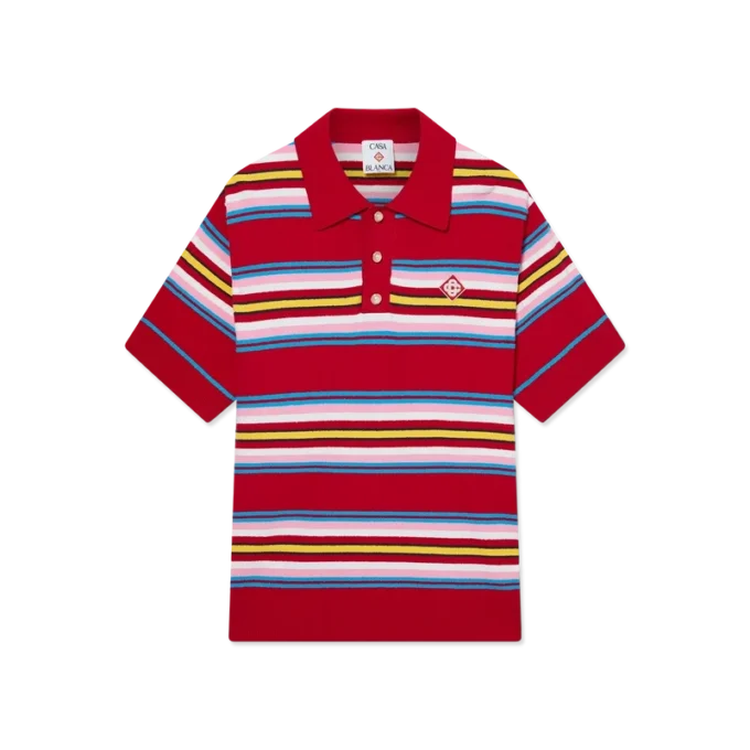 Çizgili Oversized Polo Yaka Tişört Çizgili Oversized Polo Yaka Tişört