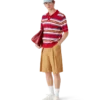 Çizgili Oversized Polo Yaka Tişört Çizgili Oversized Polo Yaka Tişört