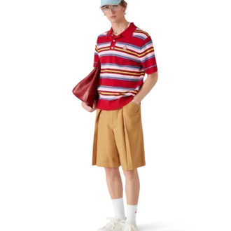 Çizgili Oversized Polo Yaka Tişört