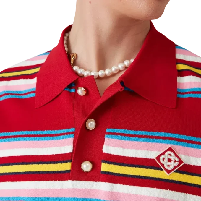 Çizgili Oversized Polo Yaka Tişört Çizgili Oversized Polo Yaka Tişört