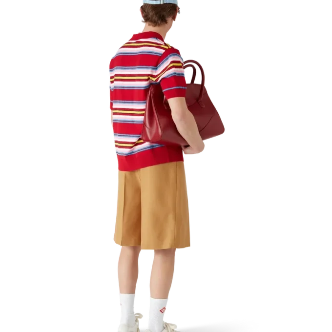 Çizgili Oversized Polo Yaka Tişört Çizgili Oversized Polo Yaka Tişört