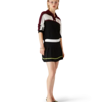 Çizgili Oversized Uzun Kollu Polo Yaka Tişört