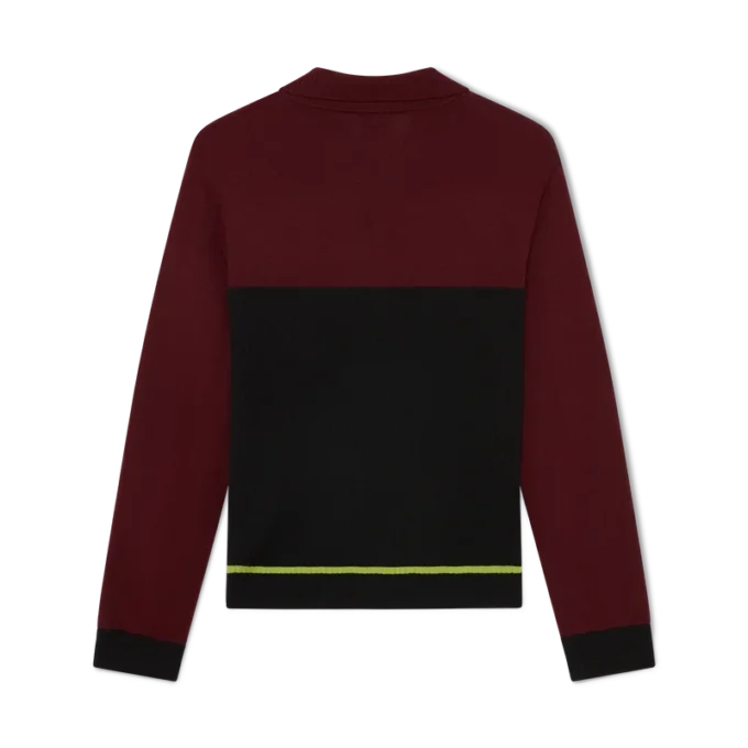 Çizgili Oversized Uzun Kollu Polo Yaka Tişört